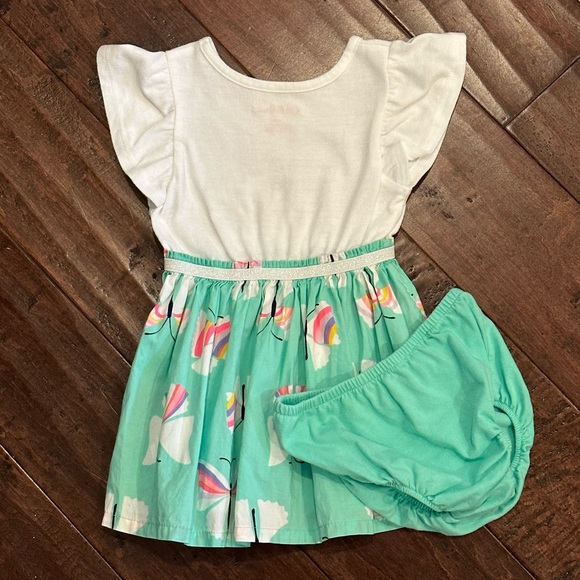 Cat & Jack 18M Butterfly Rainbows Dress Bloomer Set Sparkles Ruffles Shinmer - Picture 8 of 9